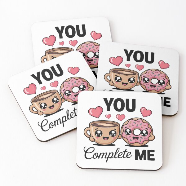 Item preview, Cute Coffee and Donut Couple You Complete Me designed and sold by Cool-cat-art.