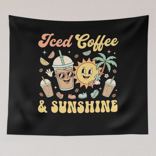 Item preview, Iced Coffee Sunshine Retro Sun Summer Groovy designed and sold by KroghDs.