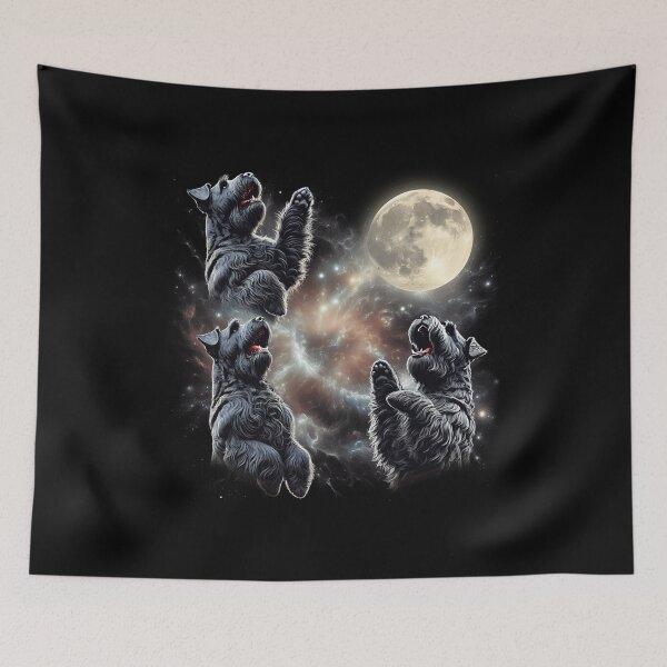 Item preview, Black Russian Terrier Howling Moon Lover Dog designed and sold by MosaikkiArt.
