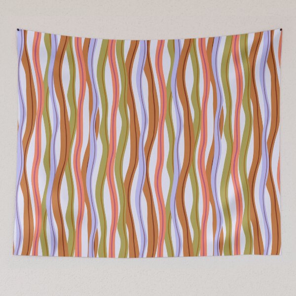 Item preview, Retro Wavy Seaweed Pattern – Colorful Organic Stripes Abstract Coastal Design designed and sold by Retro Street Studios.