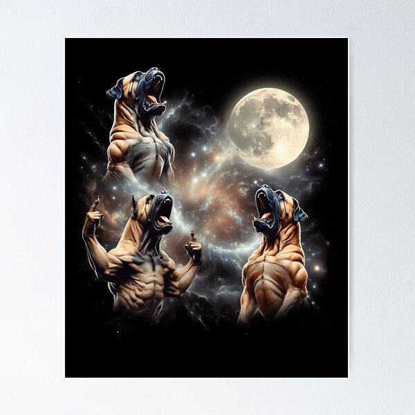 Item preview, Boerboel Howling Moon Lover Dog designed and sold by MosaikkiArt.