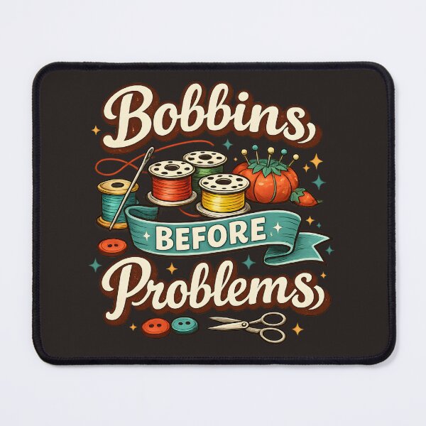 Item preview, Bobbins Before Problems – Vintage Sewing Humor Design designed and sold by blankTeeShirt.