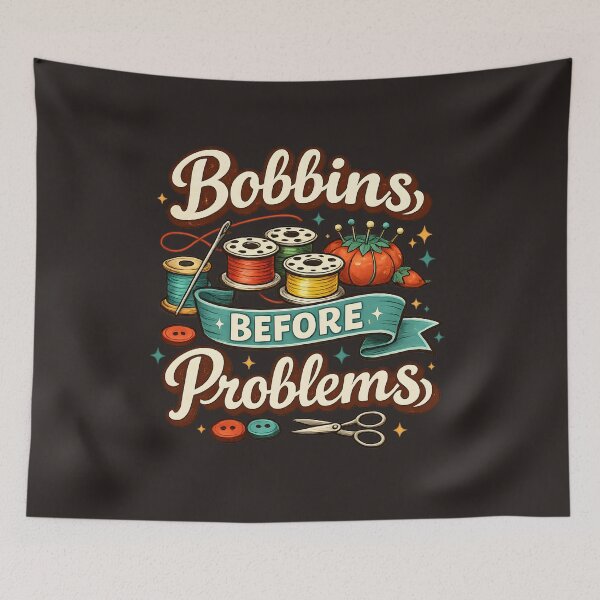 Item preview, Bobbins Before Problems – Vintage Sewing Humor Design designed and sold by blankTeeShirt.