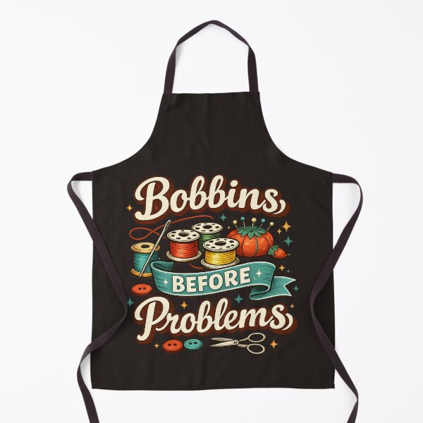 Item preview, Bobbins Before Problems – Vintage Sewing Humor Design designed and sold by blankTeeShirt.