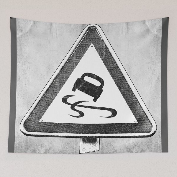 Item preview, Slippery Road Hazard Sign Dark Grunge Warning designed and sold by Ghoul Enterprises.