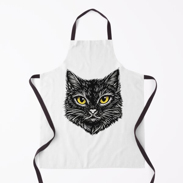 Artikelvorschau, Mystische Katze mit gelben Augen – Minimalistisches T-Shirt-Design mit weißem Doodle und schwarzem Katzengesicht entworfen und verkauft von XxZainStylexX.
