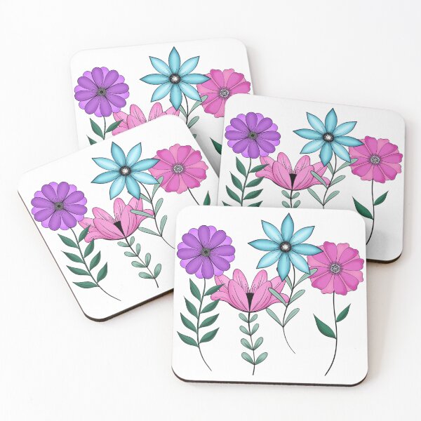 Item preview, Pink Purple Blue Flowers designed and sold by NotPrettyinPink.