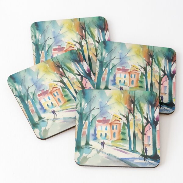 Item preview, Watercolor European Village Landscape 4 designed and sold by FlaskLab.