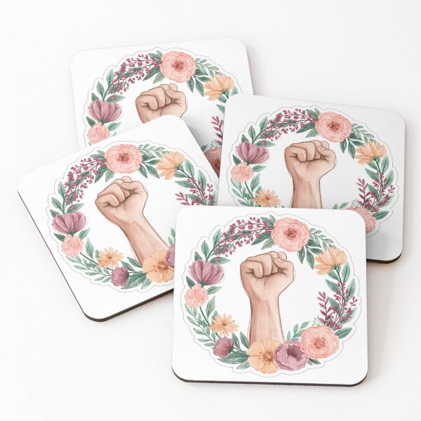 Item preview, Floral Wreath Raised Fist Empowerment Sticker designed and sold by usagiink.