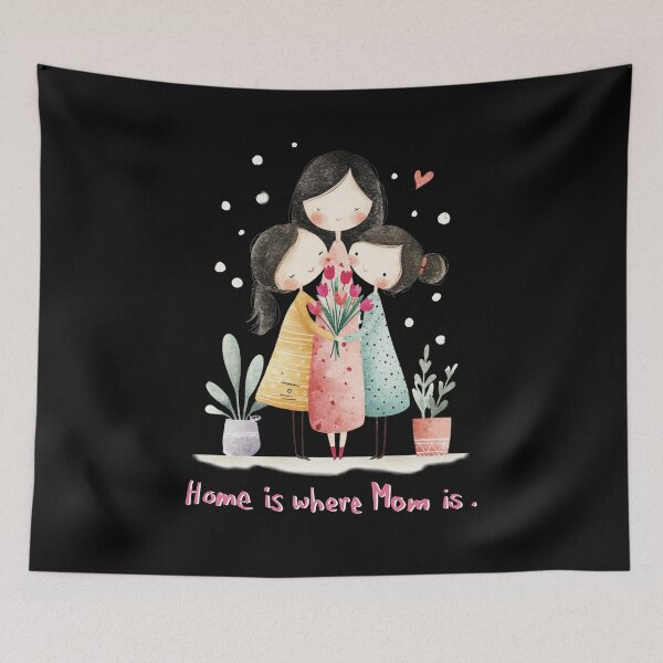 Item preview, Home is Where Mom is | Sweet Mother and Daughters Illustration designed and sold by StudioNoRule.