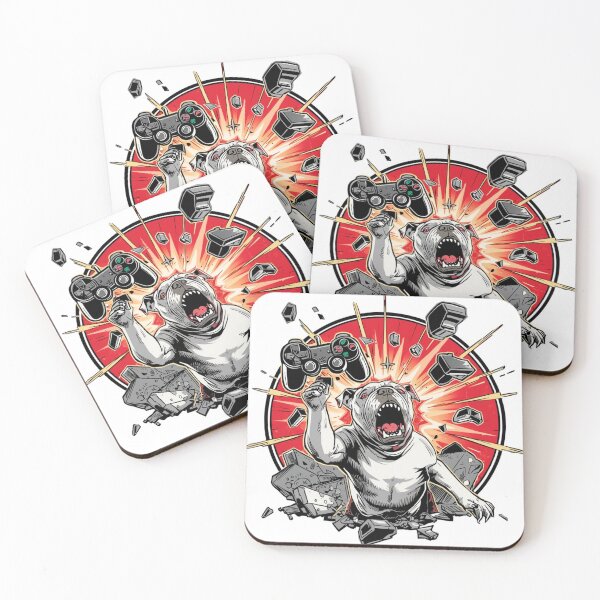 Item preview, Angry Gamer Bulldog Smashing Controller Funny Art Print designed and sold by Sky-bully.