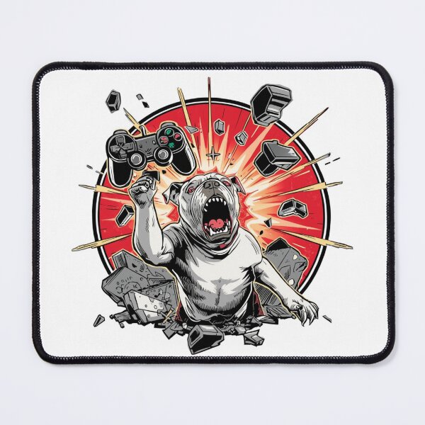 Item preview, Angry Gamer Bulldog Smashing Controller Funny Art Print designed and sold by Sky-bully.