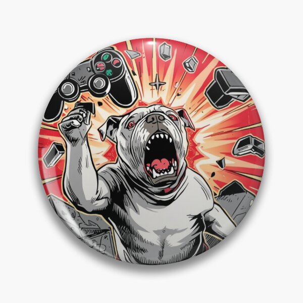 Item preview, Angry Gamer Bulldog Smashing Controller Funny Art Print designed and sold by Sky-bully.