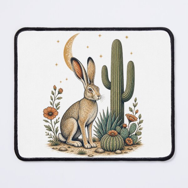 Item preview, Cosmic Desert Wanderer – Celestial Jackrabbit Folk Art designed and sold by Parody-is-King.