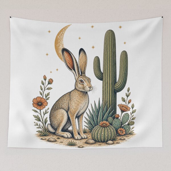 Item preview, Cosmic Desert Wanderer – Celestial Jackrabbit Folk Art designed and sold by Parody-is-King.