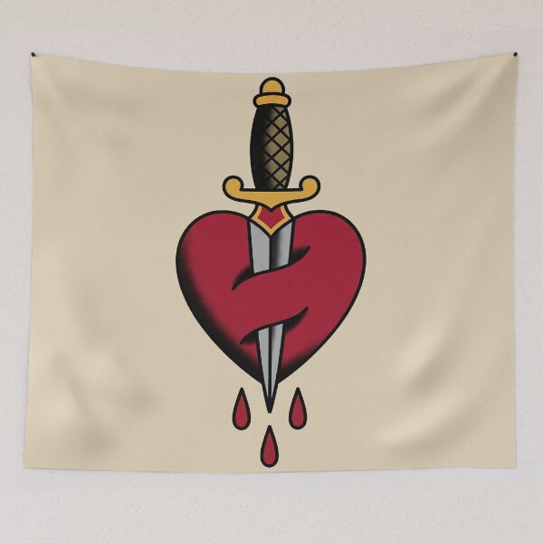 Item preview, Dagger Trough Heart Tattoo designed and sold by Thunderbelts.