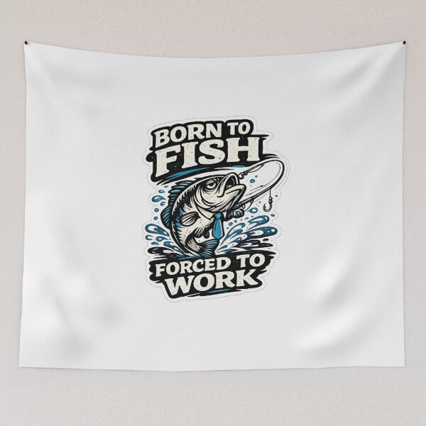 Item preview, Funny Fishing Sticker – Born to Fish Forced to Work – Fisherman Gift designed and sold by YunoStudio.