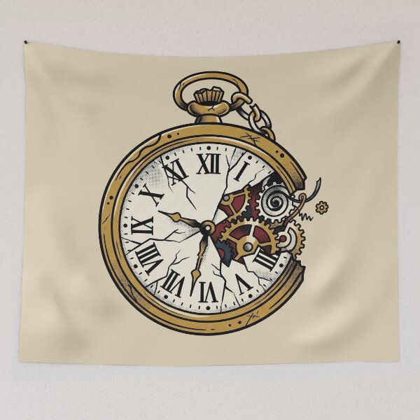 Item preview, Broken clock Tattoo designed and sold by Thunderbelts.