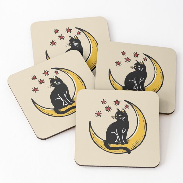 Item preview, Cat Sitting Moon Tattoo designed and sold by Thunderbelts.
