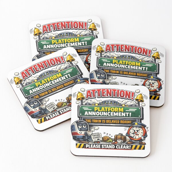 Item preview, Funny Platform Announcement Design – Train Delayed Again British Railway Humour designed and sold by GarnerSupplyCo.
