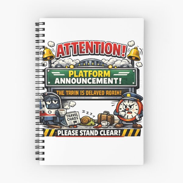 Item preview, Funny Platform Announcement Design – Train Delayed Again British Railway Humour designed and sold by GarnerSupplyCo.