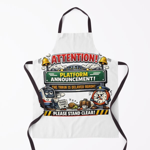 Item preview, Funny Platform Announcement Design – Train Delayed Again British Railway Humour designed and sold by GarnerSupplyCo.