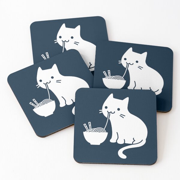 Item preview, 5 Cute Cat Eating Ramen designed and sold by kitrinamautz.