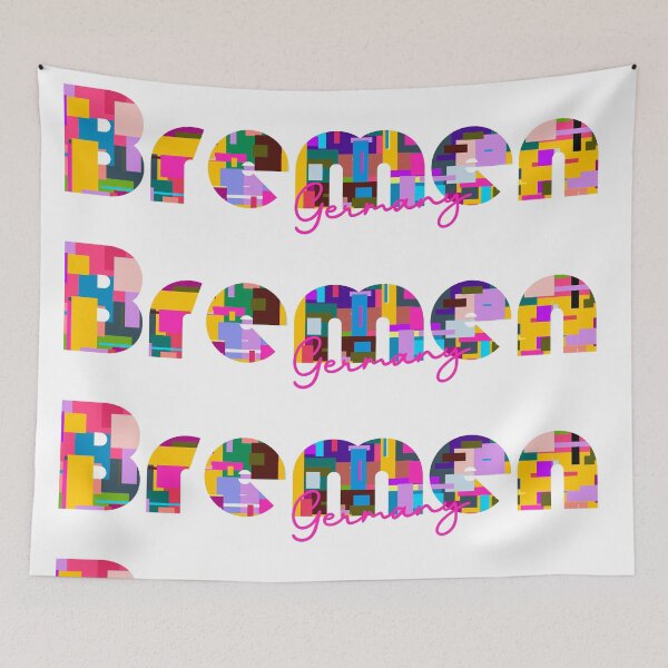 Item preview, Bremen, Germany, Vibrant Abstract City Typography Art designed and sold by Wanderful-roads.