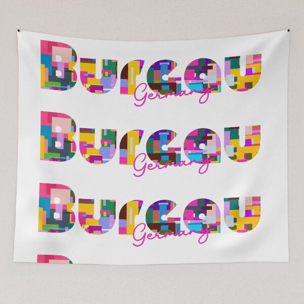 Item preview, Burgau, Alemania, Arte tipográfico abstracto y vibrante de la ciudad designed and sold by Wanderful-roads.