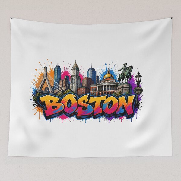 Item preview, Boston Skyline – Graffiti Style T-Shirt Design - USA Travel City Art designed and sold by Earth Celebration Designs.
