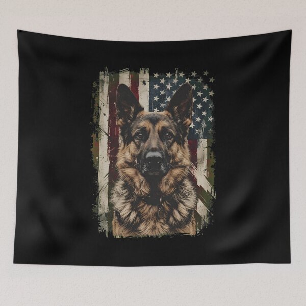 Item preview, German Shepherd American Flag Vintage Dog Tee designed and sold by OlyvieArt.