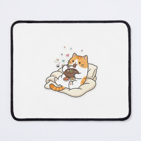 Item preview, Cute Orange Cat Eating Korean BBQ Bulgogi Kawaii Foodie Illustration designed and sold by NoopnyangStudio.