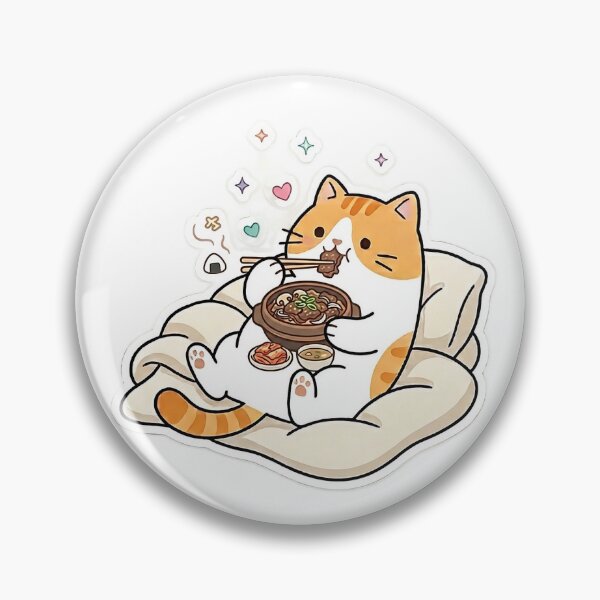 Item preview, Cute Orange Cat Eating Korean BBQ Bulgogi Kawaii Foodie Illustration designed and sold by NoopnyangStudio.