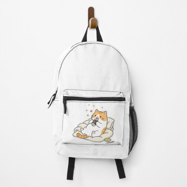 Item preview, Cute Orange Cat Eating Kimbap Korean Sushi Roll Kawaii Illustration designed and sold by NoopnyangStudio.