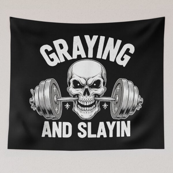 Item preview, Graying and Slaying Skull Gym Workout  designed and sold by eliramaison.