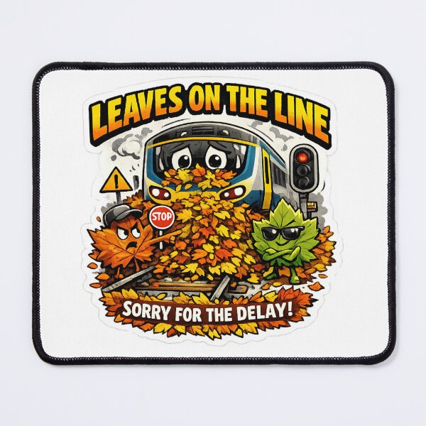 Item preview, Leaves on the Line Funny Train Design – British Railway Delay Humour designed and sold by GarnerSupplyCo.