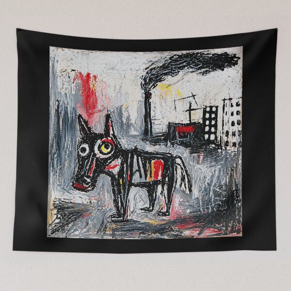 Item preview, Black Dog Urban Expressionist Painting designed and sold by Modaozushi216.