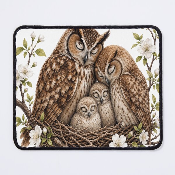 Aperçu de l'œuvre Cadeau mignon pour la famille des hiboux créée et vendue par InkNovaLab.