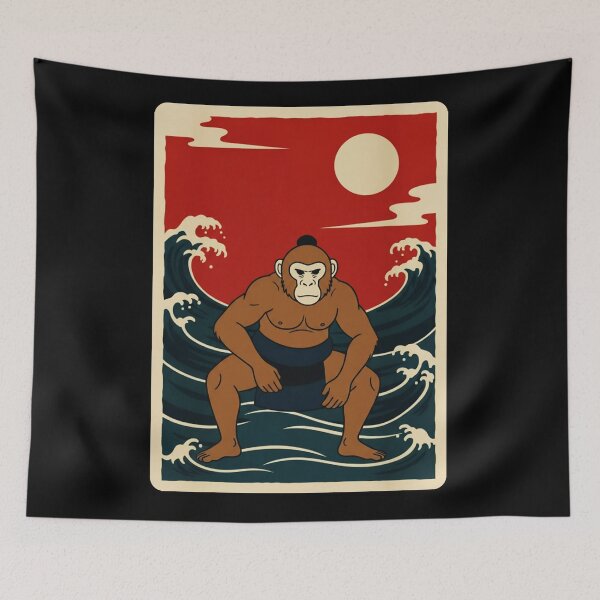 Item preview, Sumo Monkey Under Red Sun Wave Scene designed and sold by JordynLadukeg65.