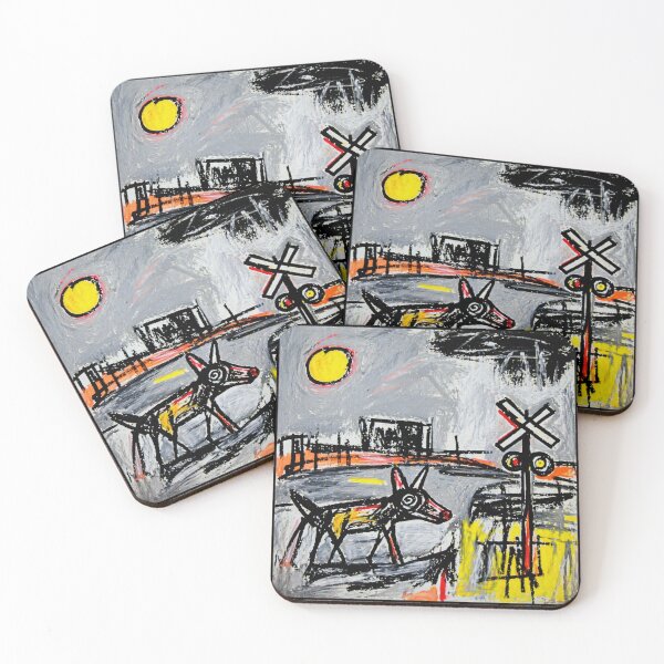 Item preview, Black Dog by the Railroad Crossing Abstract Painting Style designed and sold by Modaozushi216.
