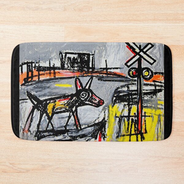 Item preview, Black Dog by the Railroad Crossing Abstract Painting Style designed and sold by Modaozushi216.