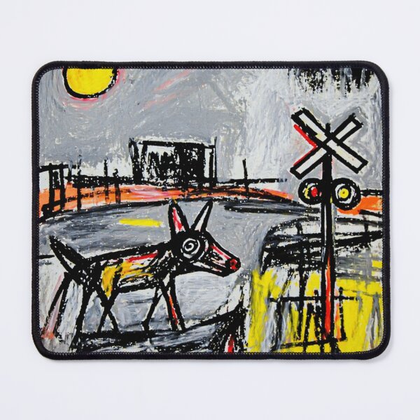 Item preview, Black Dog by the Railroad Crossing Abstract Painting Style designed and sold by Modaozushi216.