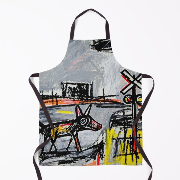 Item preview, Black Dog by the Railroad Crossing Abstract Painting Style designed and sold by Modaozushi216.
