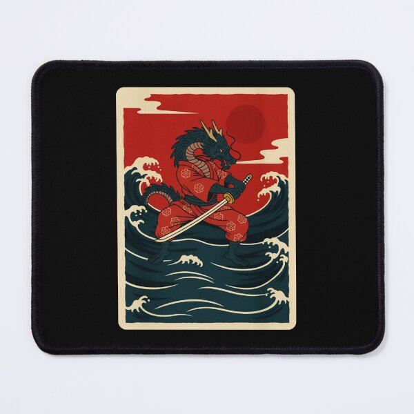 Item preview, Dragon Samurai with Sword in Ocean Waves designed and sold by JordynLadukeg65.