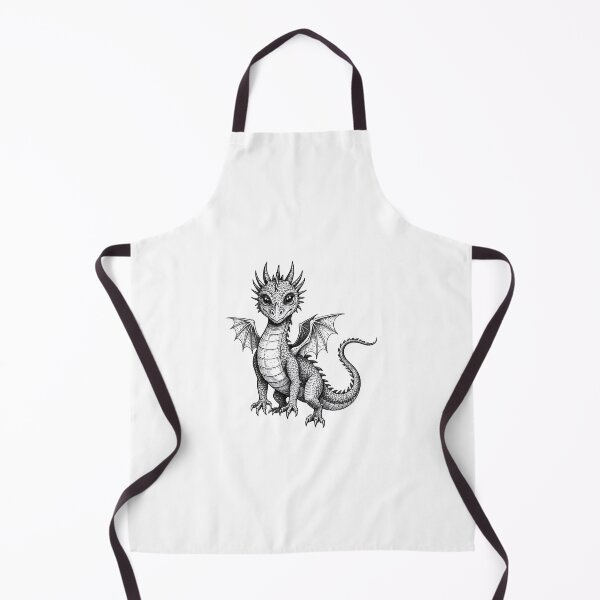 Item preview, Cute Baby Dragon Front View – Intricate Black & White Line Art designed and sold by Darkness Hole.