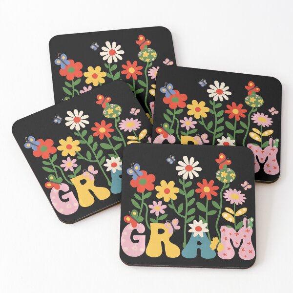 Item preview, GRAM Retro Floral Wildflower Lettering designed and sold by zamiokaline.