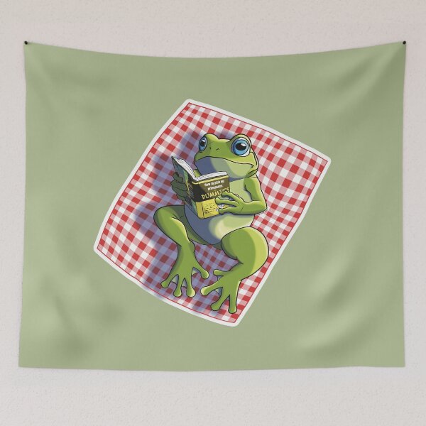 Item preview, Cozy Frog Reading Book on Picnic | Cute Animal Illustration designed and sold by aezxo.