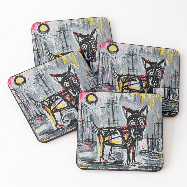 Item preview, Wide-Eyed Black Dog Urban Abstract Painting designed and sold by Modaozushi216.