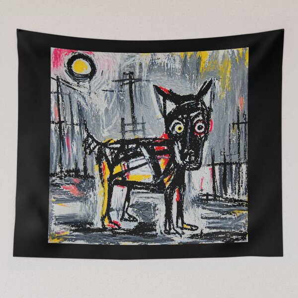 Item preview, Wide-Eyed Black Dog Urban Abstract Painting designed and sold by Modaozushi216.