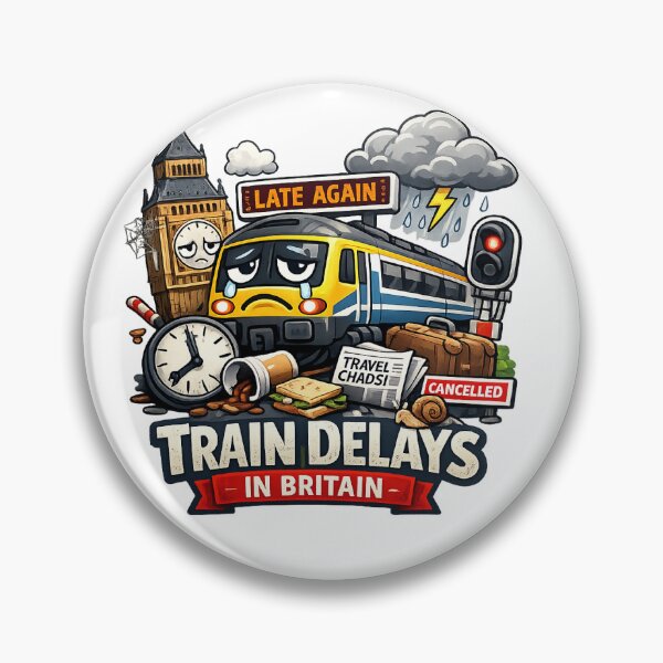 Item preview, Train Delays in Britain Funny Design – Late Again UK Railway Humour designed and sold by GarnerSupplyCo.